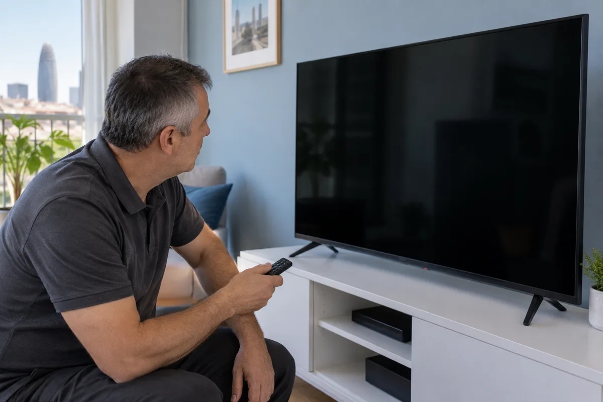 Fotografía de la etiqueta del modelo sin desmontar el televisor