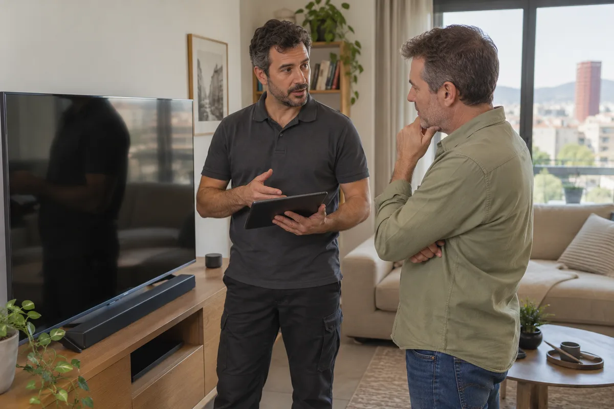 Conexiones exteriores de un televisor con su carcasa cerrada
