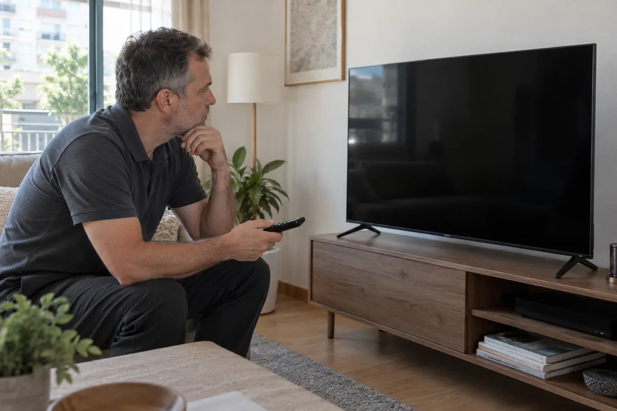 Fotografía de la etiqueta del modelo sin desmontar el televisor