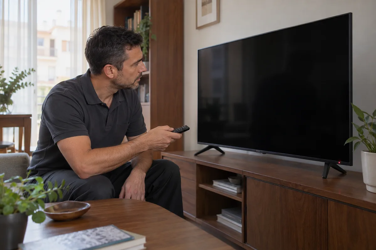 Fotografía de la etiqueta del modelo sin desmontar el televisor
